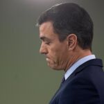 El presidente del Gobierno en funciones, Pedro Sánchez, en rueda de prensa