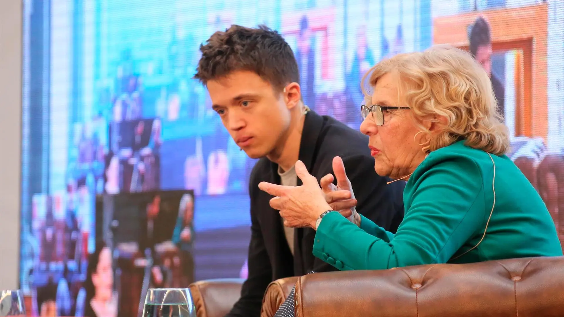Manuela Carmena e Íñigo Errejón durante un acto de campaña de Más Madrid durante las pasadas elecciones autonómicas y municipales