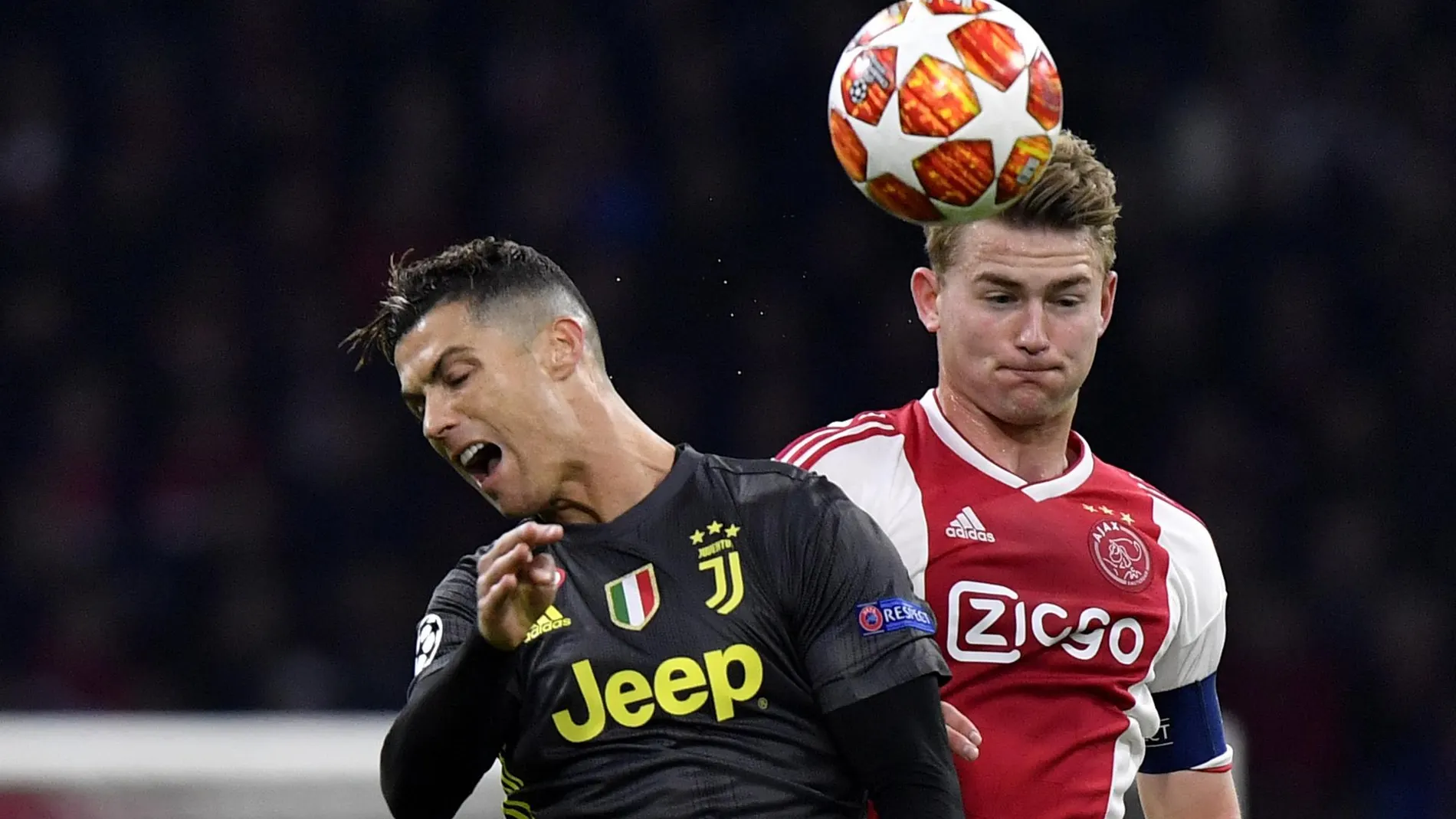 De Ligt, en el partido de la Champions que el Ajax jugó contra la Juve, el nuevo equipo del central