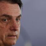 Jair Bolsonaro, presidente de Brasil, en una rueda de prensa esta semana/Ap