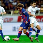 Antoine Griezmann, Pedro y Jorginho en el partido de pretemporada de hoy