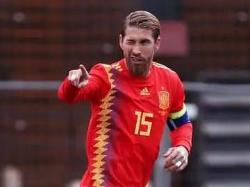 Sergio Ramos durante un partido con la selección española. Sergio Ramos durante un partido con la selección española.