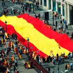 Manifestación ayer en Barcelona por el Día de la Fiesta Nacional