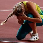 Kesley Lee Barber al final de la competición de Doha