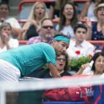 Nadal, durante su partido con Evans