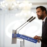 Roger Torrent, ayer en Madrid, en un desayuno de Forum Europa donde pidió a Sánchez un pacto para un referéndum