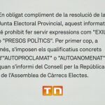 Rótulo emitido en el “Telenotícies migdia”