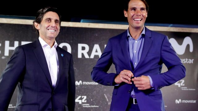 José María Álvarez-Pallete, presidente de Telefónica, y Rafa Nadal