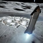 Recreación del despegue de la nave “Starship” de Elon Musk desde la Luna