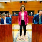 La candidata del PP, Isabel Díaz Ayuso, ayer, en la Cámara madrileña, donde se celebró el pleno que activa la cuenta atrás para una repetición electoral. Foto: Cipriano Pastrano