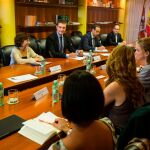 Un instane de la reunión del consejero de la Presidencia, Ángel Ibáñez, con los representantes sindicales