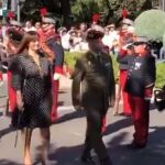 La alcaldesa, Susana Pérez Quislant, y el coronel Miguel Rodríguez Reboiro, jefe del Regimiento de Infantería "Inmemorial del Rey Nº1", han presidido el acto de homenaje