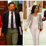 En la imagen de la izquierda, los populares Cayetana Álvarez de Toledo y Guillermo Mariscal. Sobre estas líneas, Albert Rivera junto a Inés Arrimadas, ayer en el Congreso de los Diputados