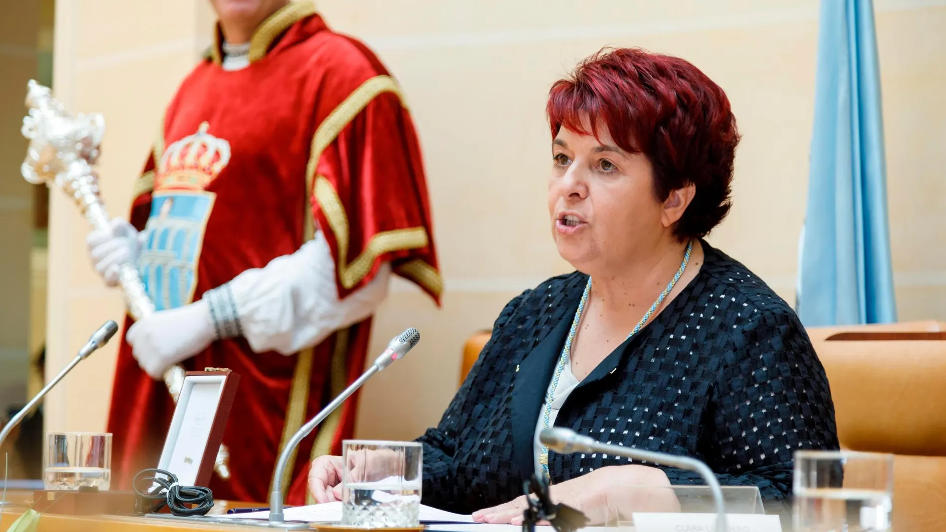 La alcaldesa de Segovia, Clara Luquero, durante su discurso de investidura