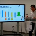 El consejero de salud en funciones, Manuel Villegas, durante la presentación de los datos de listas de espera en el Servicio Murciano de Salud