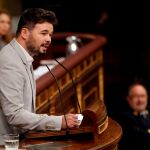 Gabriel Rufián durante su intervención en el Congreso