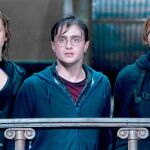 Hermione Granger (Emma Watson), Harry Potter (Daniel Radclife) y Ron Weasley (Rupert Grint) en un fotograma de una de las películas