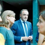El Presidente de UPN y cabeza de lista de Navarra Suma, Javier Esparza, ayer en el Parlamento Navarro