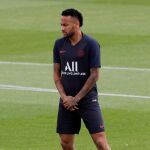 Neymar, en un entrenamiento del PSG