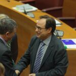 El conseller de Hacienda, Vicent Soler, durante un pleno del Consell