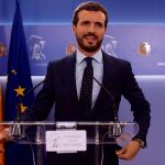 Pablo Casado tras reunirse con el Rey/Alberto R. Roldán