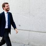 El presidente del Partido Popular, Pablo Casado, a su llegada al Congreso de los Diputados, en Madrid / Luis Díaz