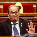 El presidente de la Generalitatd de Cataluña, Quim Torra, participa en el debate y votación de la moción de censura impulsada por Ciudadanos contra él, con la líder de la formación naranja en Cataluña, Lorena Roldán, como candidata alternativa.
