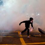 Un manifestante en Hong Kong