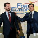 El presidente de la Junta y del PP andaluz, Juanma Moreno, participó ayer en el Nueva Economía Forum en el que fue presentado por Pablo Casado / Foto: EP