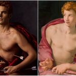 A la izqda., Kortajarena en la versión de Miguel Reveriego. A la dcha., el ‘San Sebastián’ de Bronzino