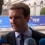 Pablo Casado ha criticado desde Bruselas el "acuerdo de la infamia"/Ep