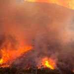 Medio centenar de personas fueron desalojadas de forma preventiva de sus viviendas debido al incendio forestal que afecta desde el mediodía de este lunes al paraje Peñas Blanca de la localidad malagueña de Estepona, próximo a la carretera MA-8301 / Foto: Efe