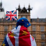 Un manifestante anti Brexit junto al parlamento británico/Efe