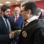 El presidente de la Comunidad, Fernando López Miras, asistió ayer al acto de apertura del Año Judicial en la Región de Murcia 2019-2020, junto al presidente del TSJ, Miguel Pasqual del Riquelme