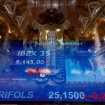 Un panel de la Bolsa española