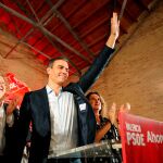 El presidente del Gobierno en funciones, Pedro Sánchez, esta tarde en Valencia