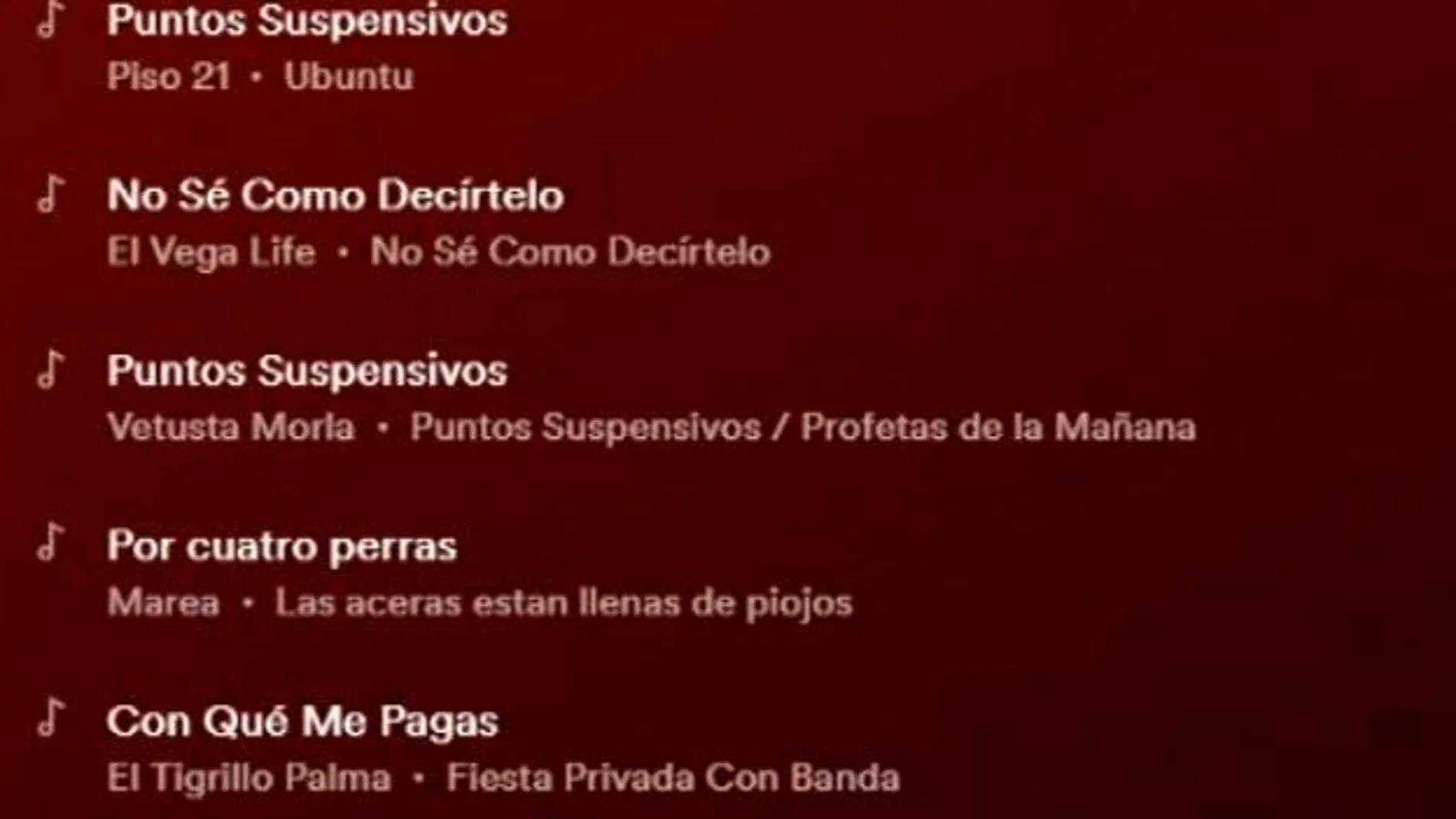 Lista de Spotify con mensaje cifrado