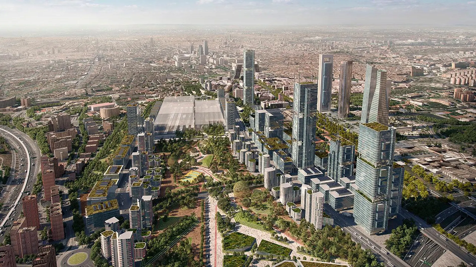 Recreación del área de negocios de la Operación Chamartín.