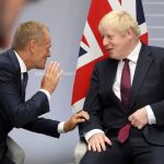 El presidente del Consejo Europeo, Donald Tusk, y el “premier” británico, Boris Johnson el pasado 25 de agosto