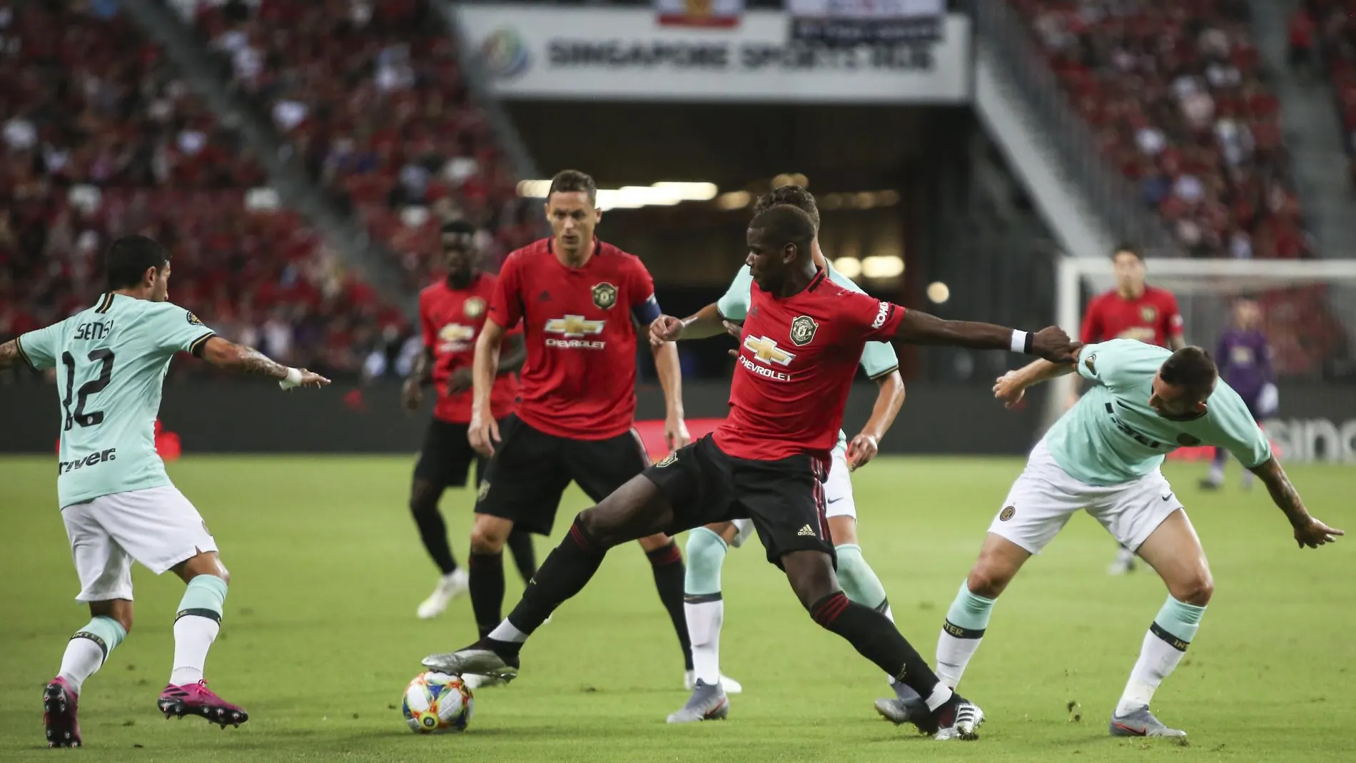 Pogba, en el amistoso del Manchester United contra el Inter de Milán