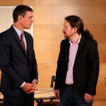 Pedro Sánchez y Pablo Iglesias, en una reunión/Foto: R. Mondelo