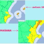 Mapa de las previsiones para hoy lunes y mañana martes