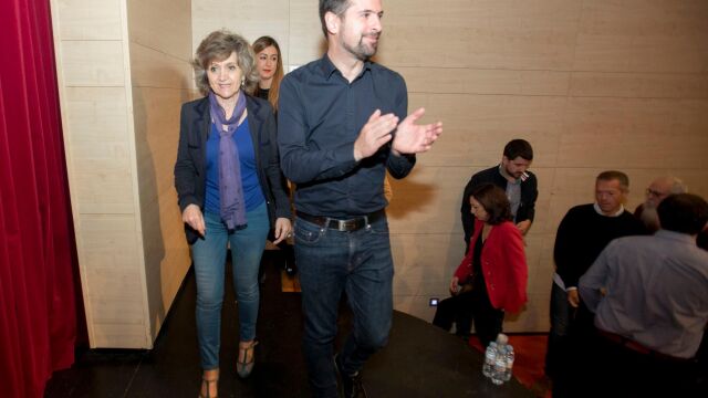 Tudanca llega al acto público en Miranda de Ebro junto a María Luisa Carcedo y Aitana Hernando