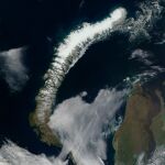 Vista del archipiélago de Novaya Zemla frente a las costas de la Federación rusa