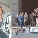 El cortejo fúnebre a la salida del Valle de los Caídos. Al lado de Cristóbal Martínez-Bordiú se encuentra Humberto Sepúlveda / Efe-Facebook