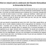 Manifiesto del Sindicato de Estudiantes de los Países Catalanes en relación a la Celebración del Claustro extraordinario en la Universidad de Gerona / @sepc_udg