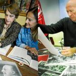 En la imagen de la izquierda, Laura, Pilar y Luz, durante la entrevista con LA RAZÓN en la casa de Guadarrama de una de ellas. A la derecha, Antón y Sebastián, en la sede de UGT en Madrid