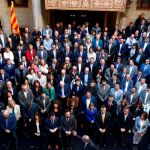 Quim Torra, abajo, con los alcaldes independentistas