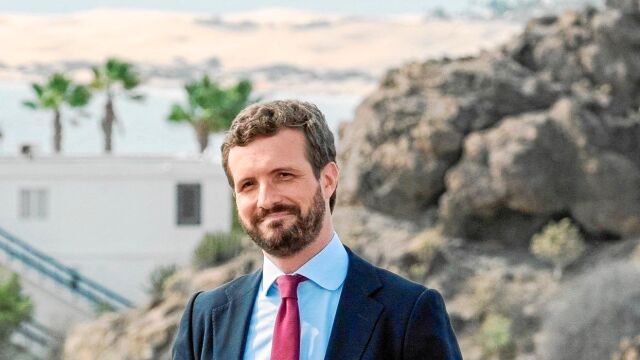 El líder del PP, Pablo Casado participó ayer en un mitin en Canarias