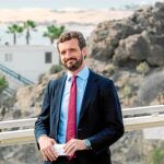 El líder del PP, Pablo Casado participó ayer en un mitin en Canarias